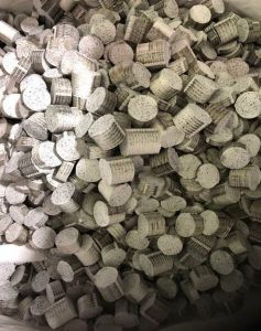 Compacted dust from the recycled polystyrene